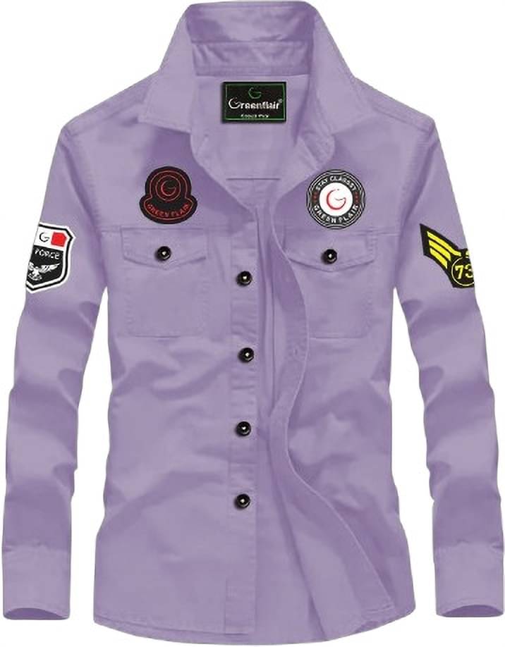     			Greenflair Cotton Blend Regular Fit Self Design Full Sleeves Men's Casual Shirt - Lavender ( Pack of 1 )