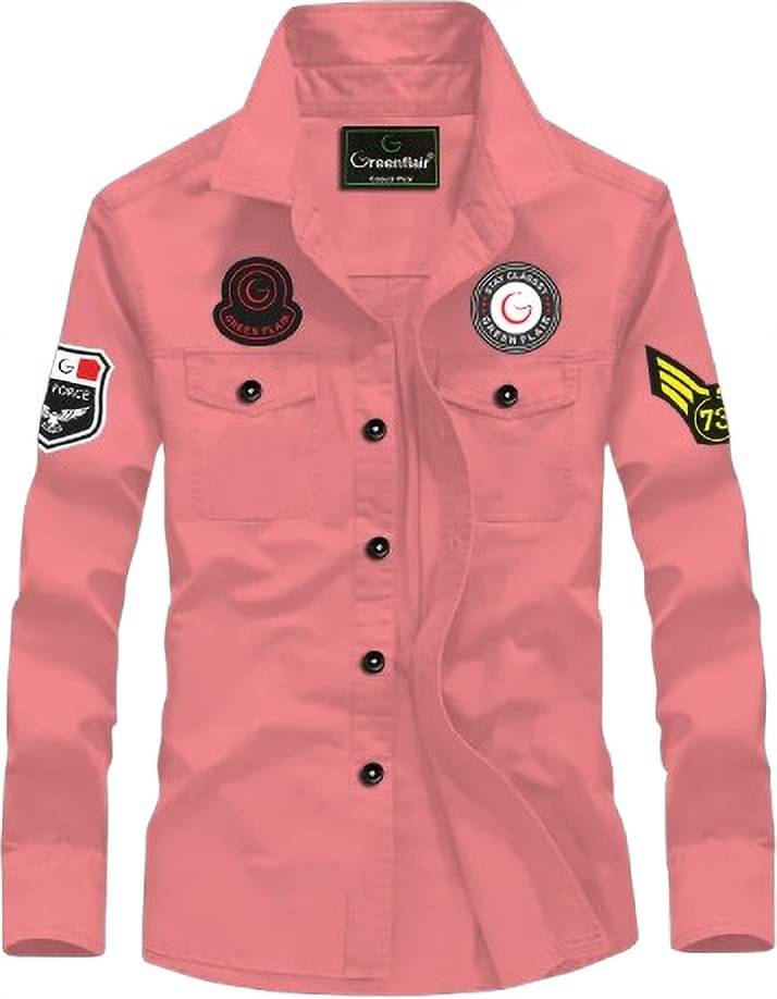     			Greenflair Cotton Blend Regular Fit Self Design Full Sleeves Men's Casual Shirt - Pink ( Pack of 1 )