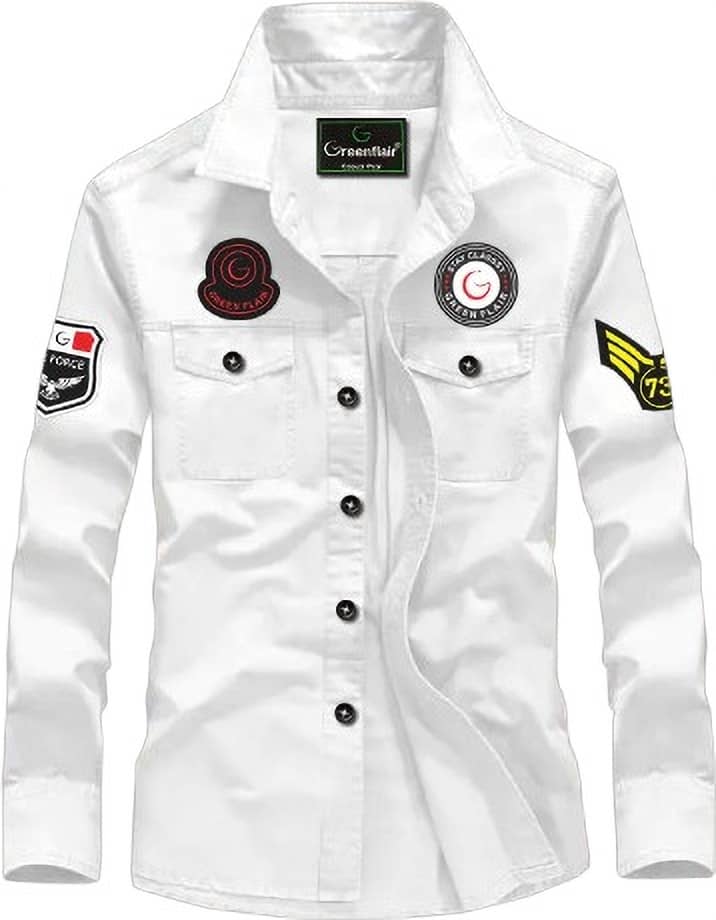 Greenflair Cotton Blend Regular Fit Self Design Full Sleeves Men's Casual Shirt - White ( Pack of 1 )