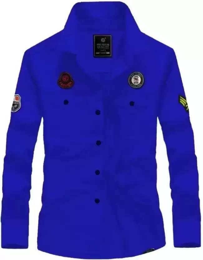     			Greenflair Cotton Blend Regular Fit Self Design Full Sleeves Men's Casual Shirt - Blue ( Pack of 1 )