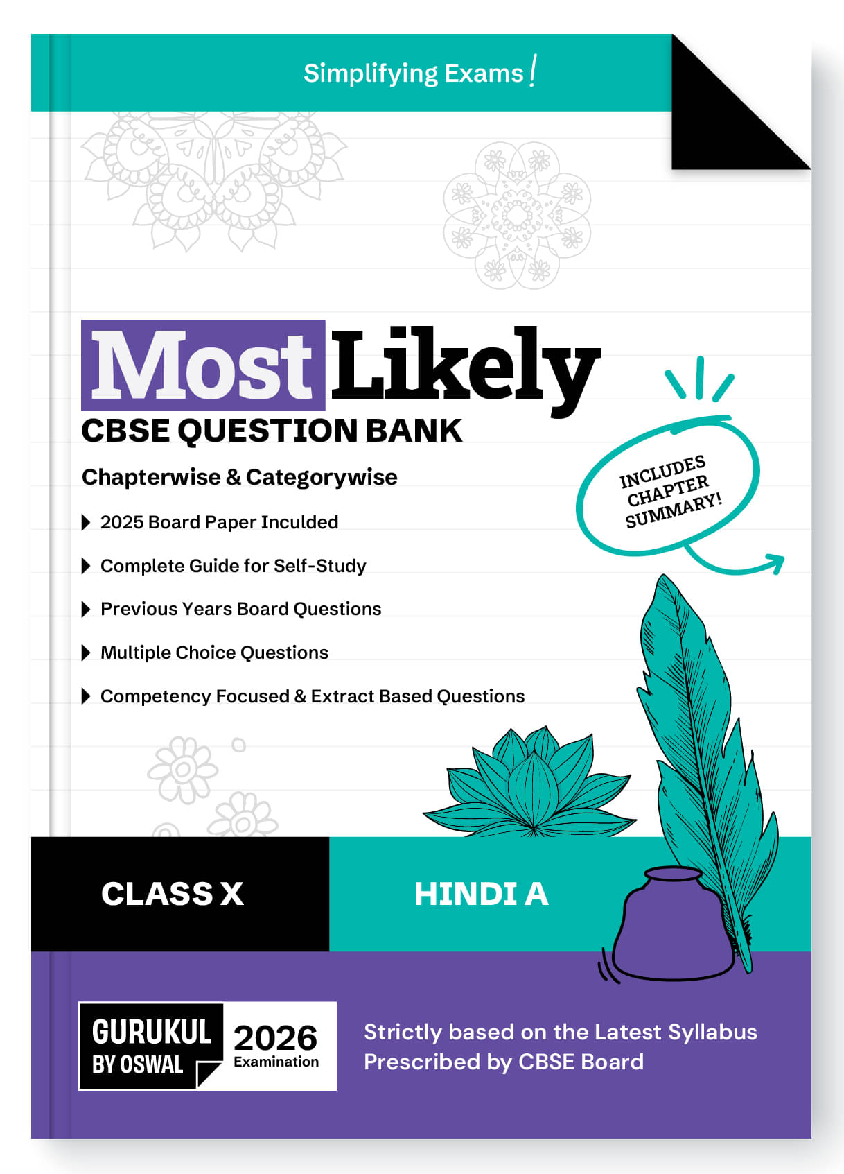     			Gurukul By Oswal Hindi A Most Likely CBSE Question Bank Class 10 Exam 2026 - Board Solved Paper 2025, Chapterwise & Categorywise, Chapter Summary, Com