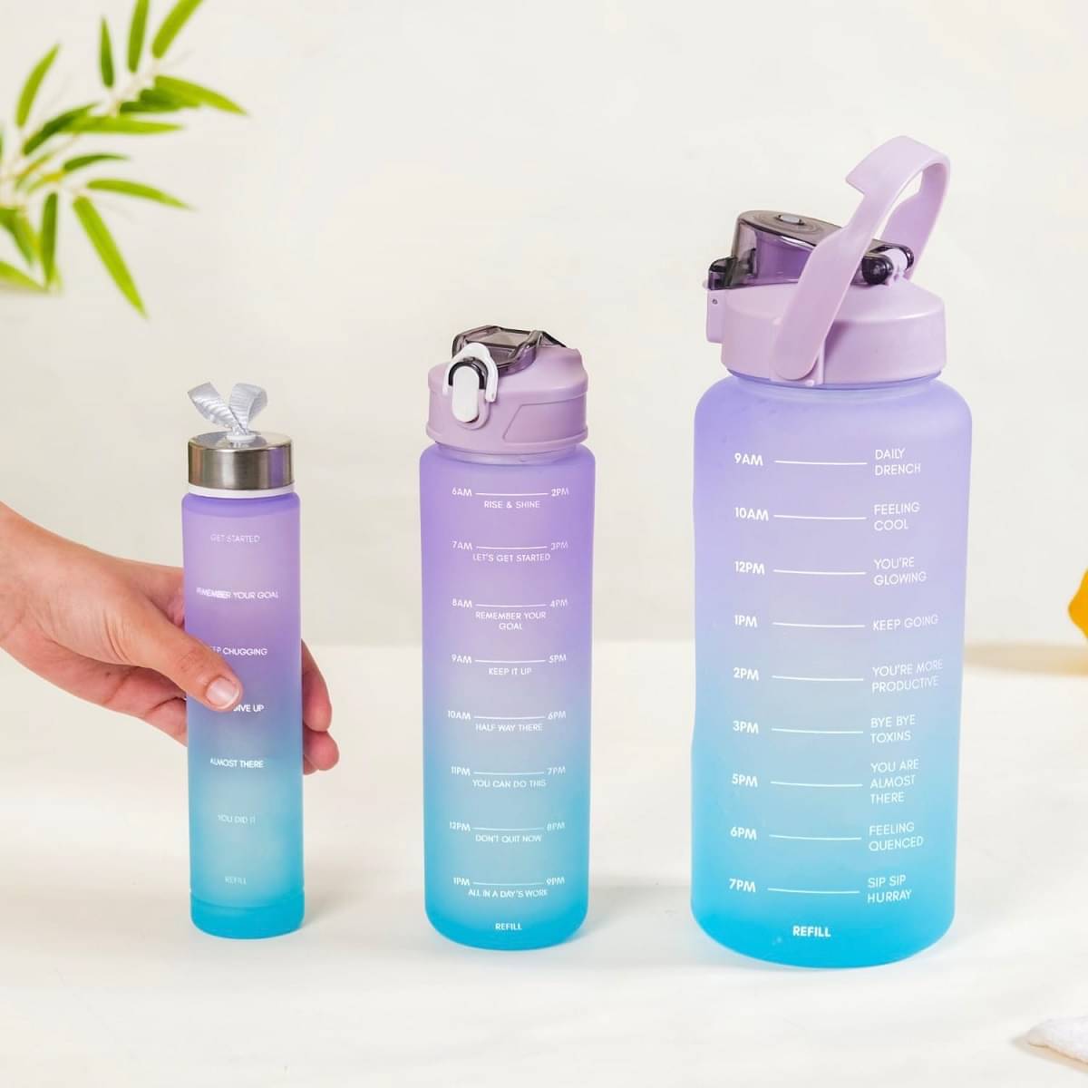     			HINGOL 3 PCS MOTIVATIONAL BOTTLE Multicolour Plastic Water Bottle 2000 mL ( 3 )