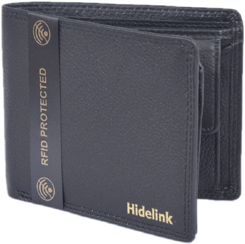     			Hidelink 100% Leather Solid Men's Regular Wallet With 7 Slots For Card ( Black , Pack of 1 )