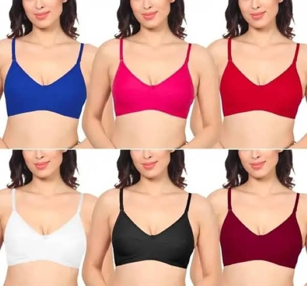 Ishant Pack of 6 Cotton Non Padded Everyday Bra For Women ( Multicolor )