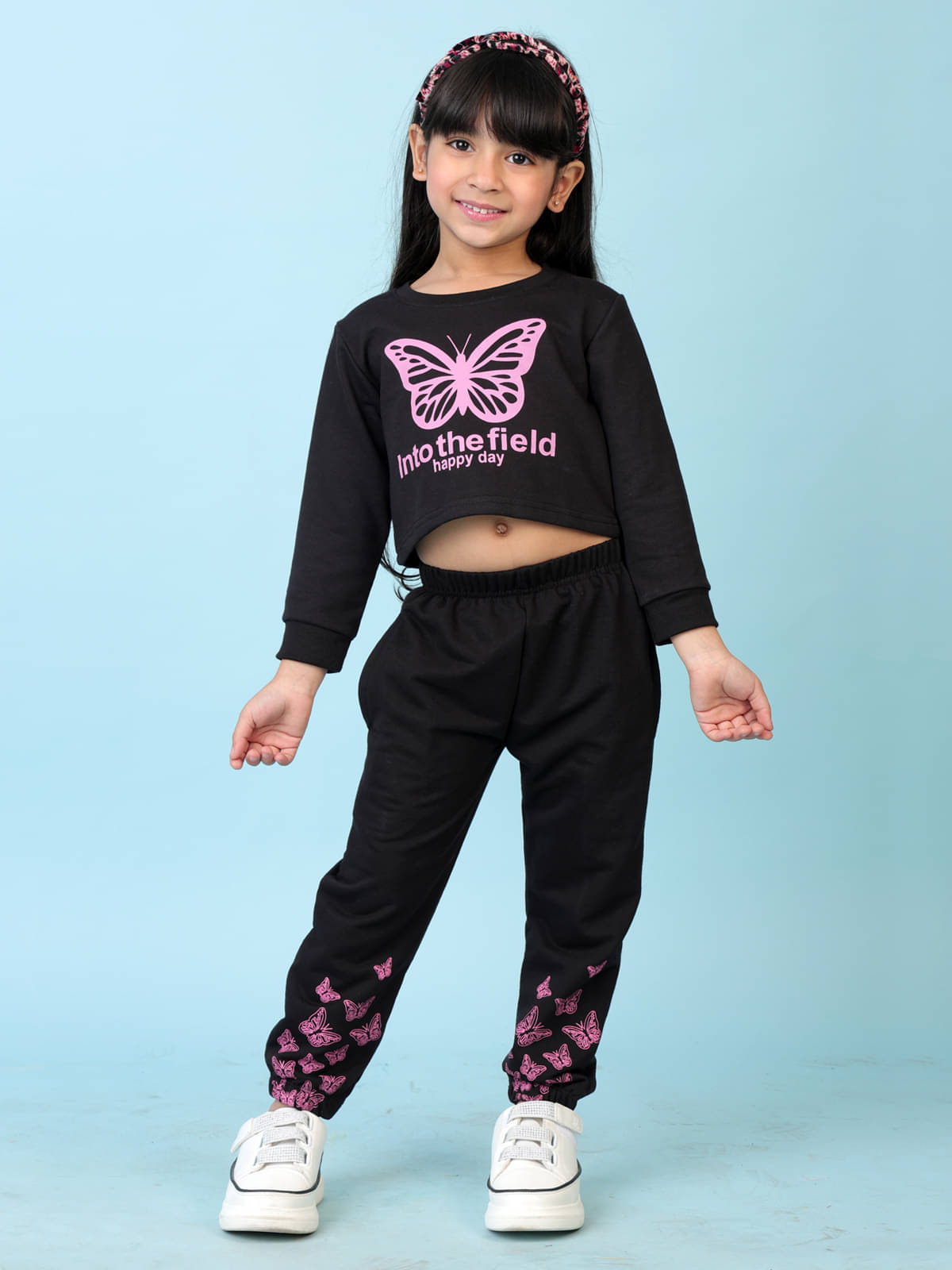     			Kuchipoo Pack of 1 Girls Cotton Blend T-shirt & Pants ( Black )