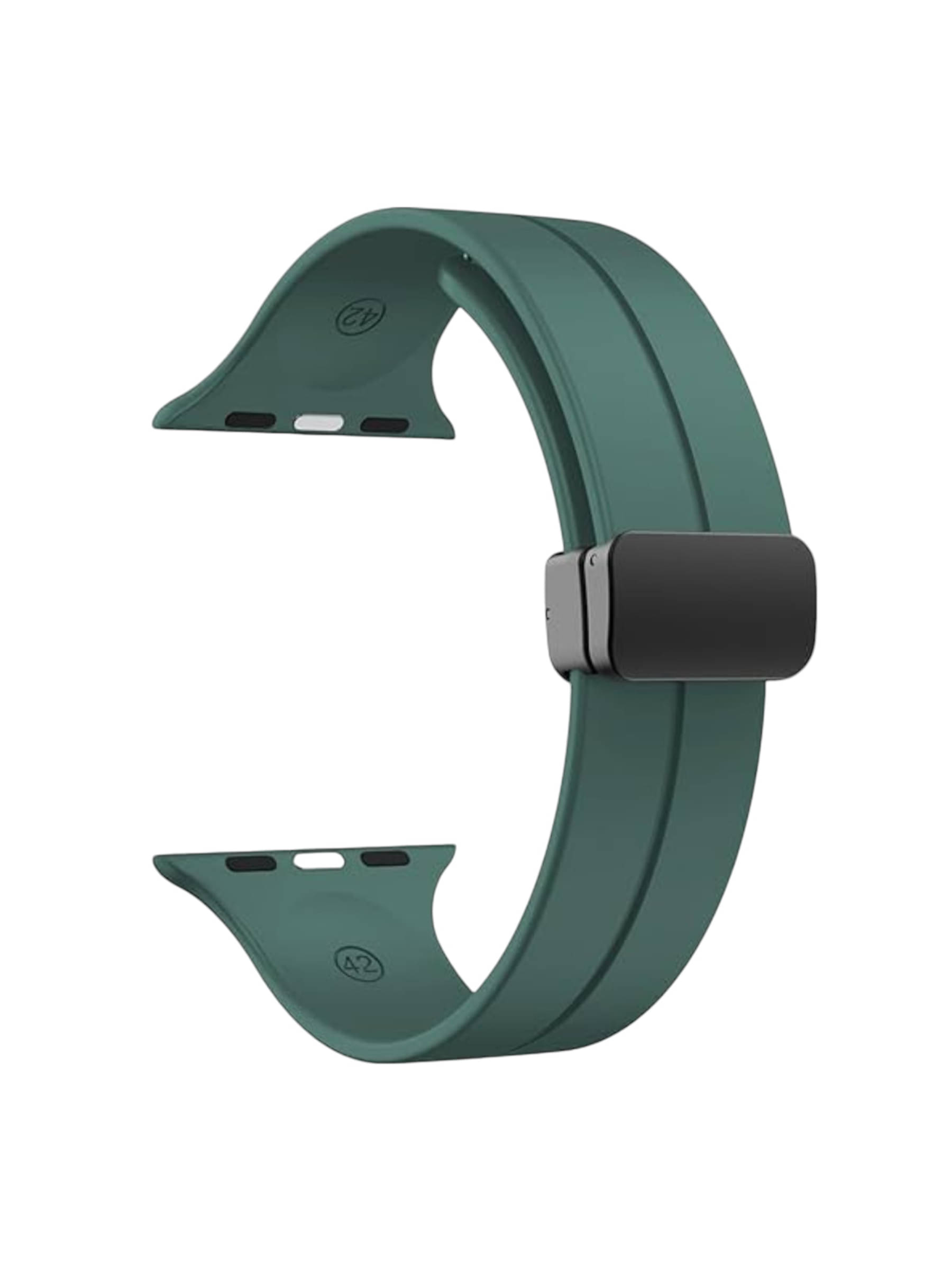     			LORENZ Silicone Replacement iWatch Strap with Adjustable Magnetic Lock Feature Compatible with 42mm/44mm/45mm/49mm Watches (Green)