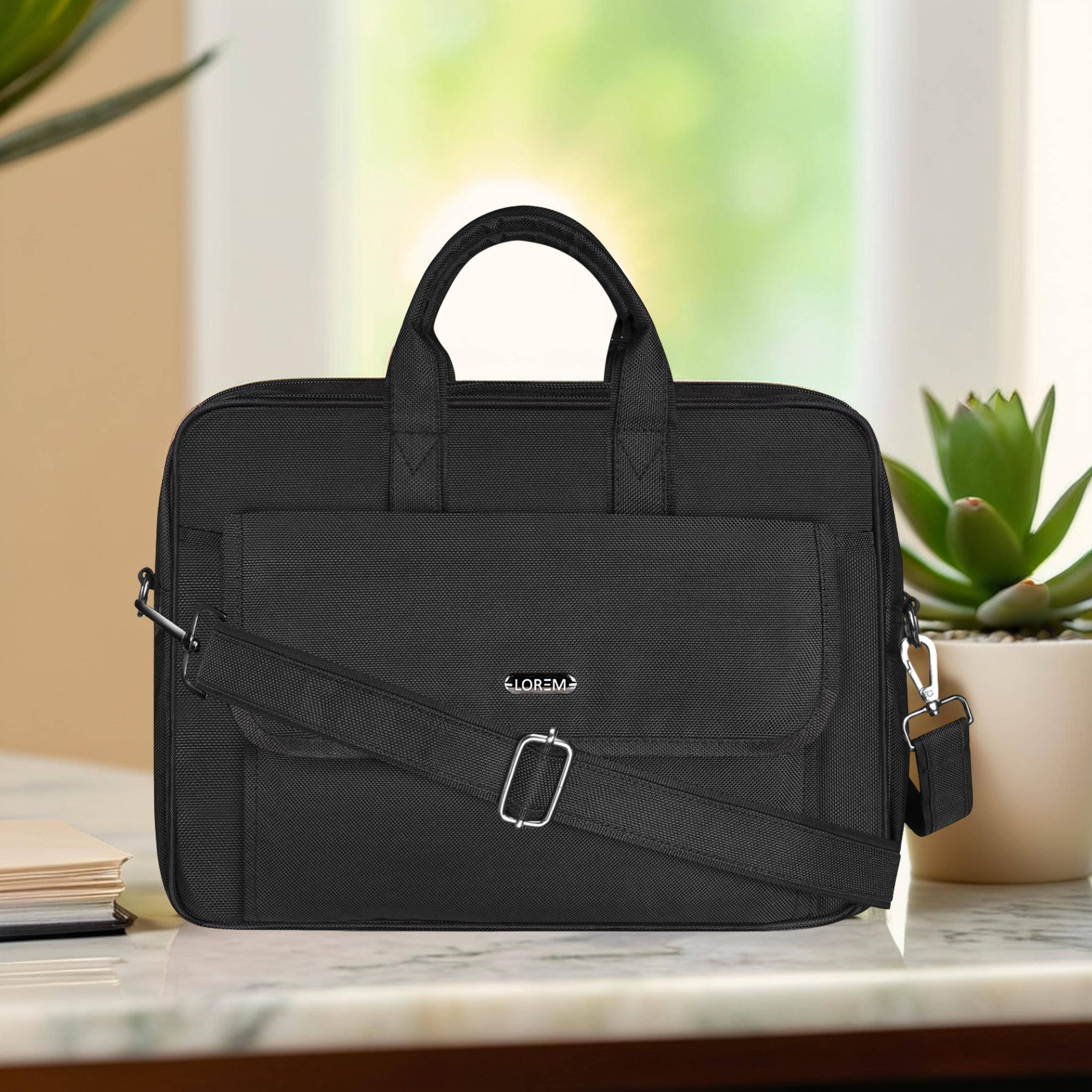     			Lorem Black PVC Office Bag