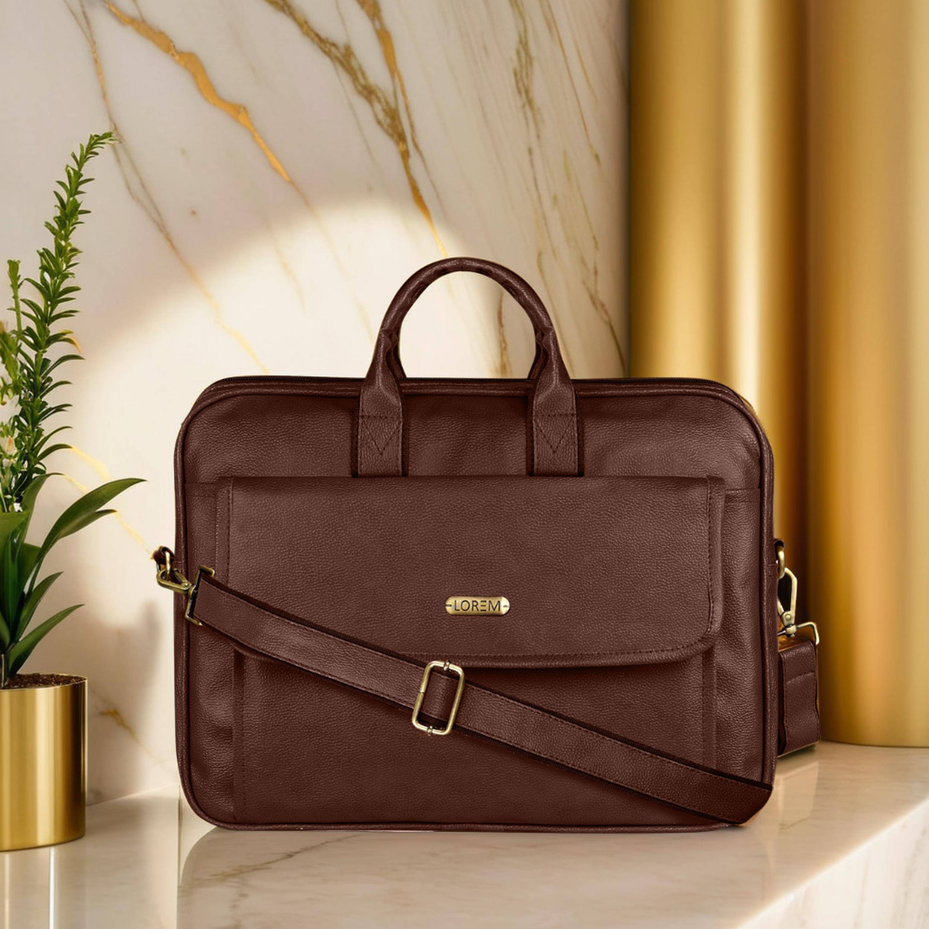     			Lorem Maroon Faux Leather Office Bag