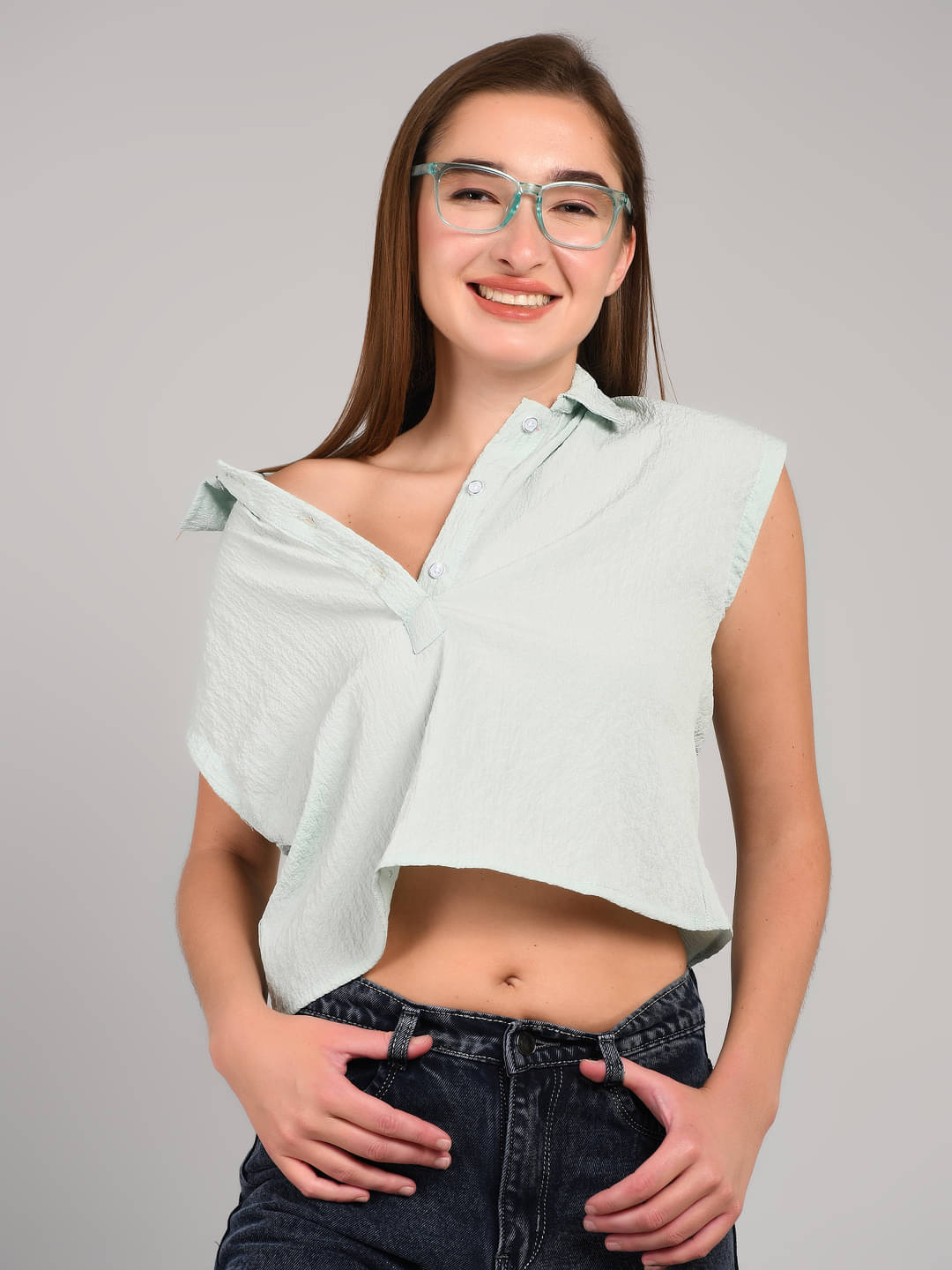     			MAYKR Women's Polyester Regular Top ( Green )