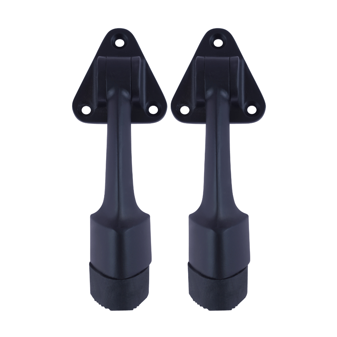Malaikah Triangle Black Heavy Duty Gate Stopper for The Door with Rubber Grip 5-Inch Long Door Stopper for Wooden Door Pack Of 2 Door Mounted Malaikah Triangle Black Heavy Duty Gate Stopper for The Door with Rubber Grip 5-Inch Long Door Stopper for Wooden Door Pack Of 2 Door Mounted