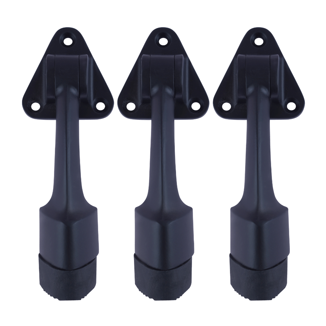     			Malaikah Triangle Black Heavy Duty Gate Stopper for The Door with Rubber Grip 5-Inch Long Door Stopper for Wooden Door Pack Of 3 Door Mounted