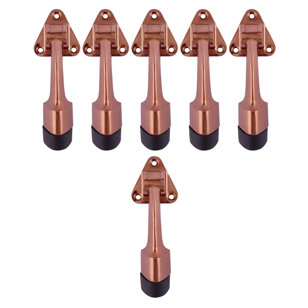 Malaikah Triangle Rose Gold Heavy Duty Gate Stopper for The Door with Rubber Grip 5-Inch Long Door Stopper for Wooden Door Pack Of 6 Door Mounted Malaikah Triangle Rose Gold Heavy Duty Gate Stopper for The Door with Rubber Grip 5-Inch Long Door Stopper for Wooden Door Pack Of 6 Door Mounted