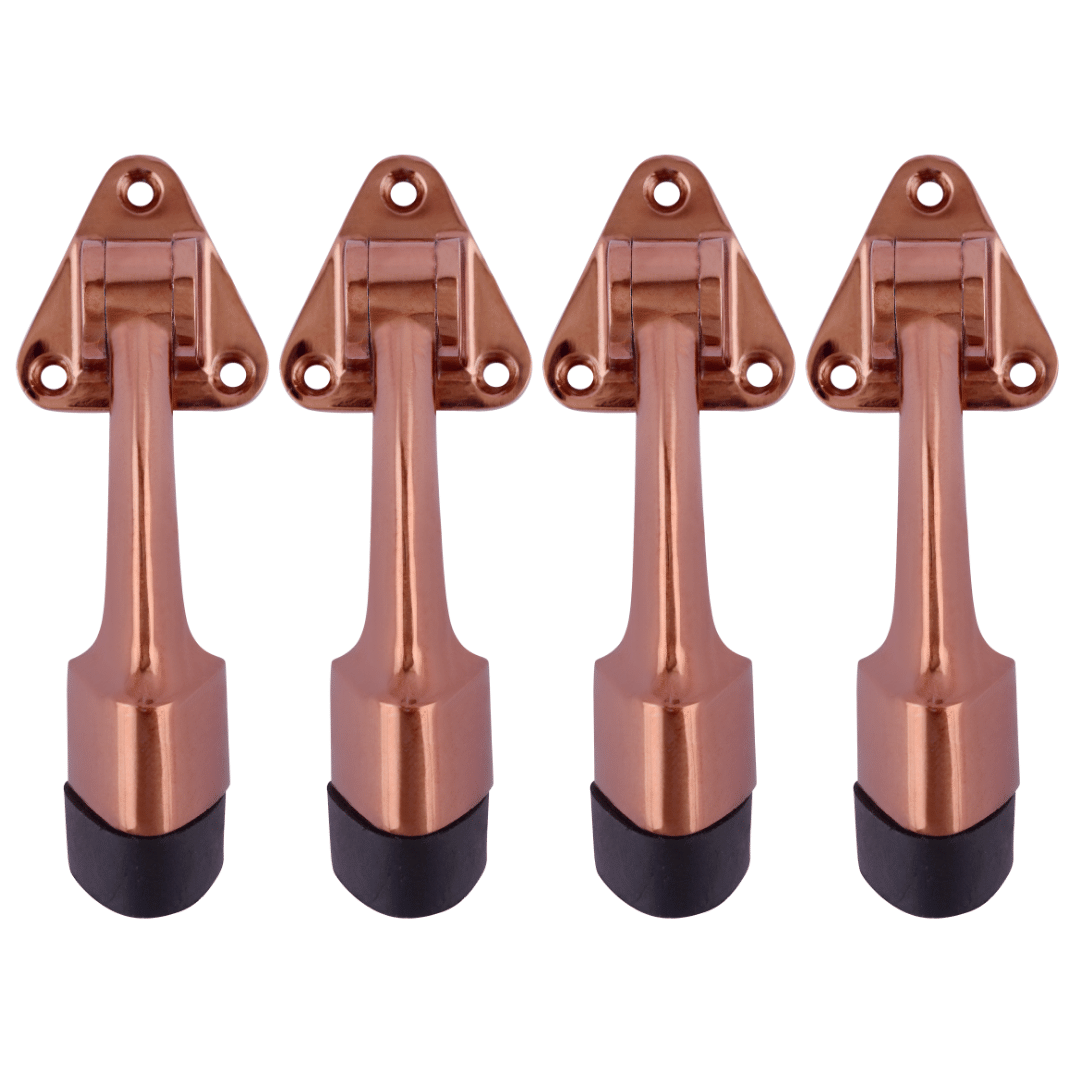 Malaikah Triangle Rose Gold Heavy Duty Gate Stopper for The Door with Rubber Grip 5-Inch Long Door Stopper for Wooden Door Pack Of 4 Door Mounted Malaikah Triangle Rose Gold Heavy Duty Gate Stopper for The Door with Rubber Grip 5-Inch Long Door Stopper for Wooden Door Pack Of 4 Door Mounted