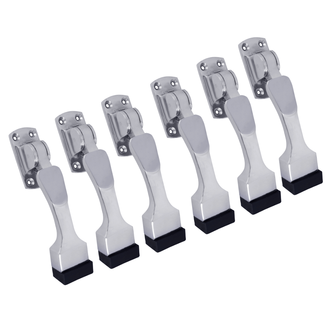 Malaikah Unique Chrome Plating Heavy Duty Gate Stopper for The Door with Rubber Grip 5-Inch Long Door Stopper for Wooden Door Pack Of 6 Door Mounted     			Malaikah Unique Chrome Plating Heavy Duty Gate Stopper for The Door with Rubber Grip 5-Inch Long Door Stopper for Wooden Door Pack Of 6 Door Mounted