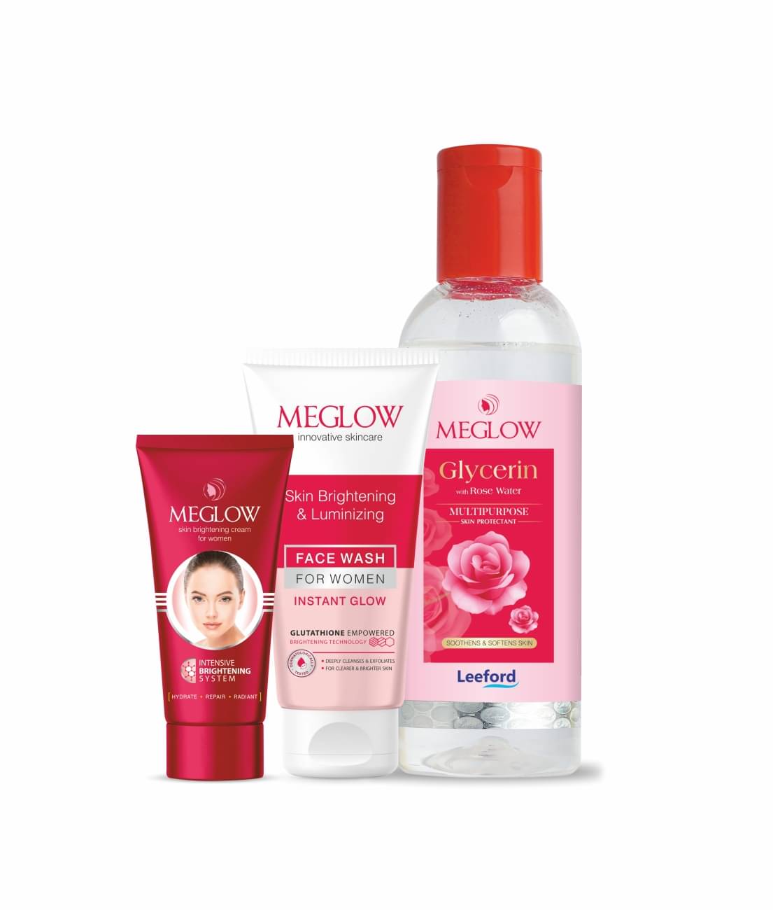     			Meglow Glow & Hydration Combo Skin Brightening Facewash 70g + Cream 50g + Glycerin 100ml