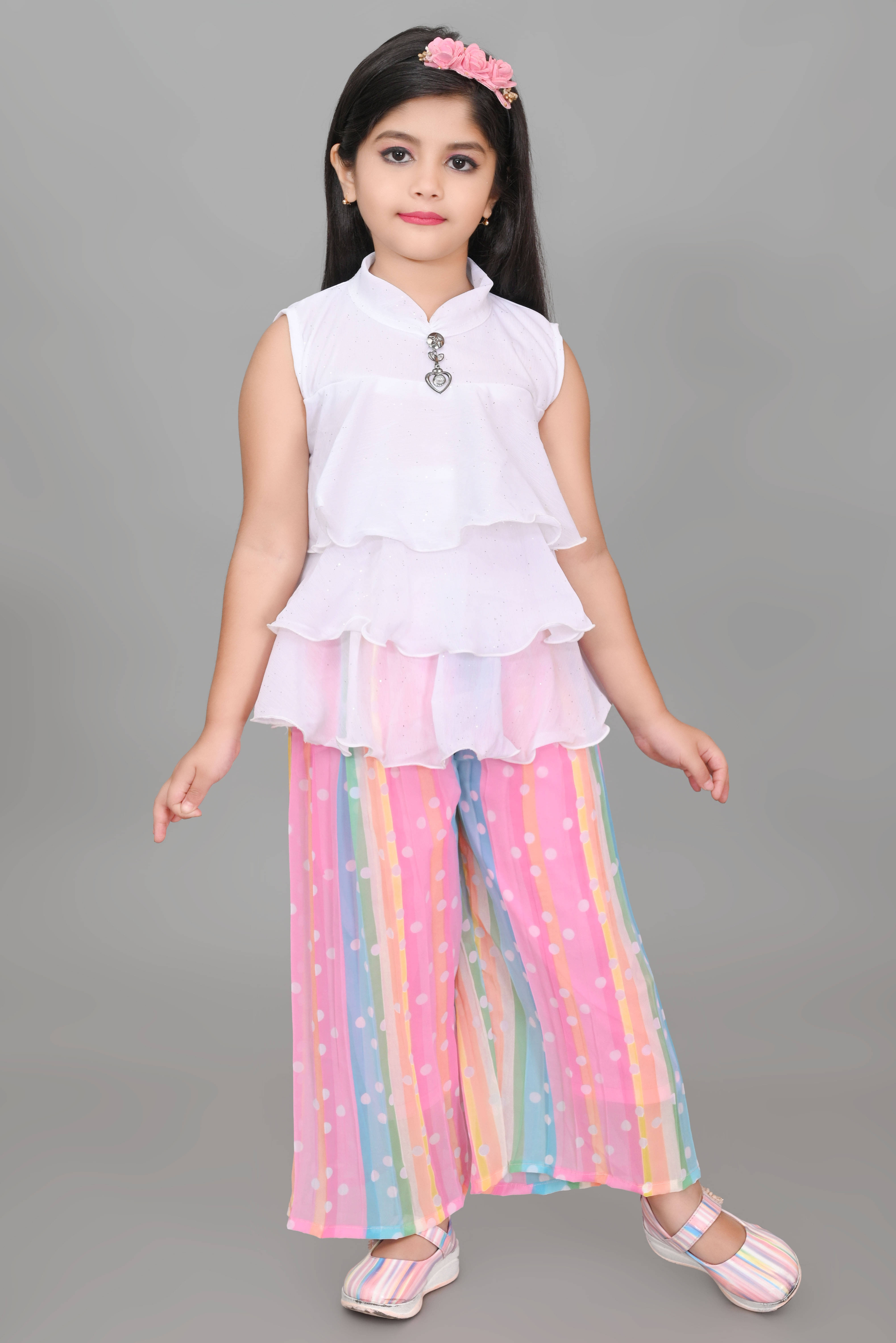     			NTD FASHION Girls Chiffon Kurti with Pants ( Pack of 1 , Pink )