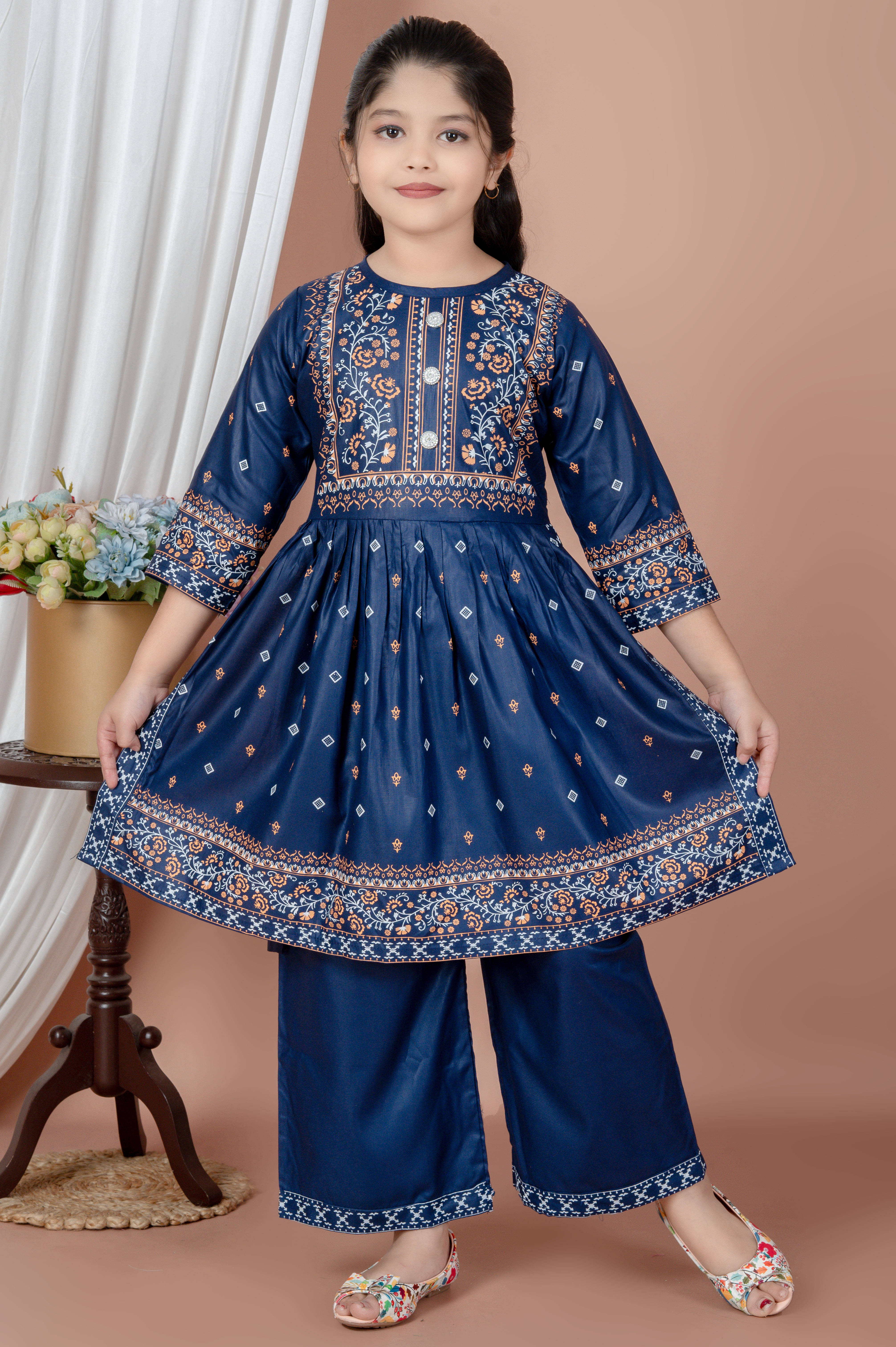     			NTD FASHION Girls Viscose Kurti with Pants ( Pack of 1 , Blue )