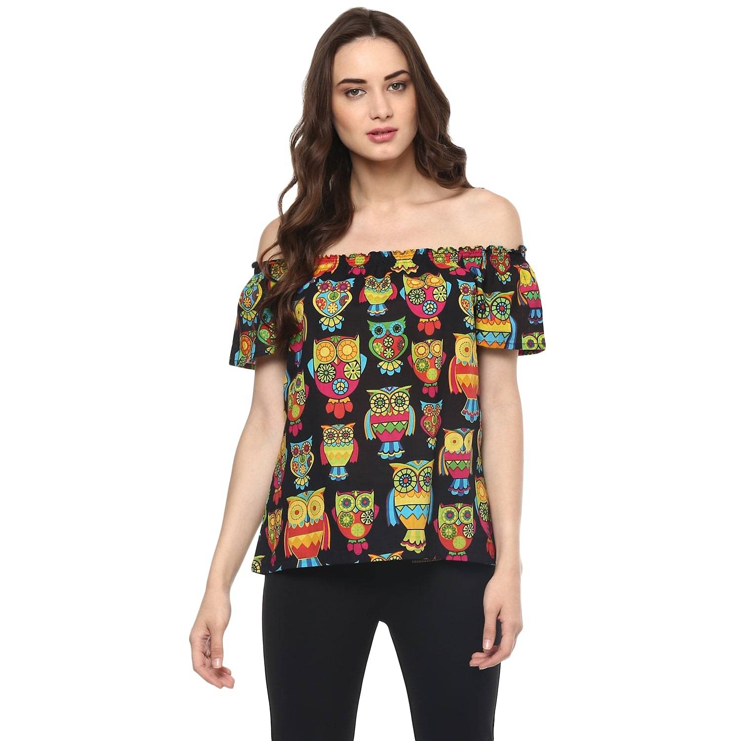 Pannkh Women's Cotton Regular Top ( Black )     			Pannkh Women's Cotton Regular Top ( Black )