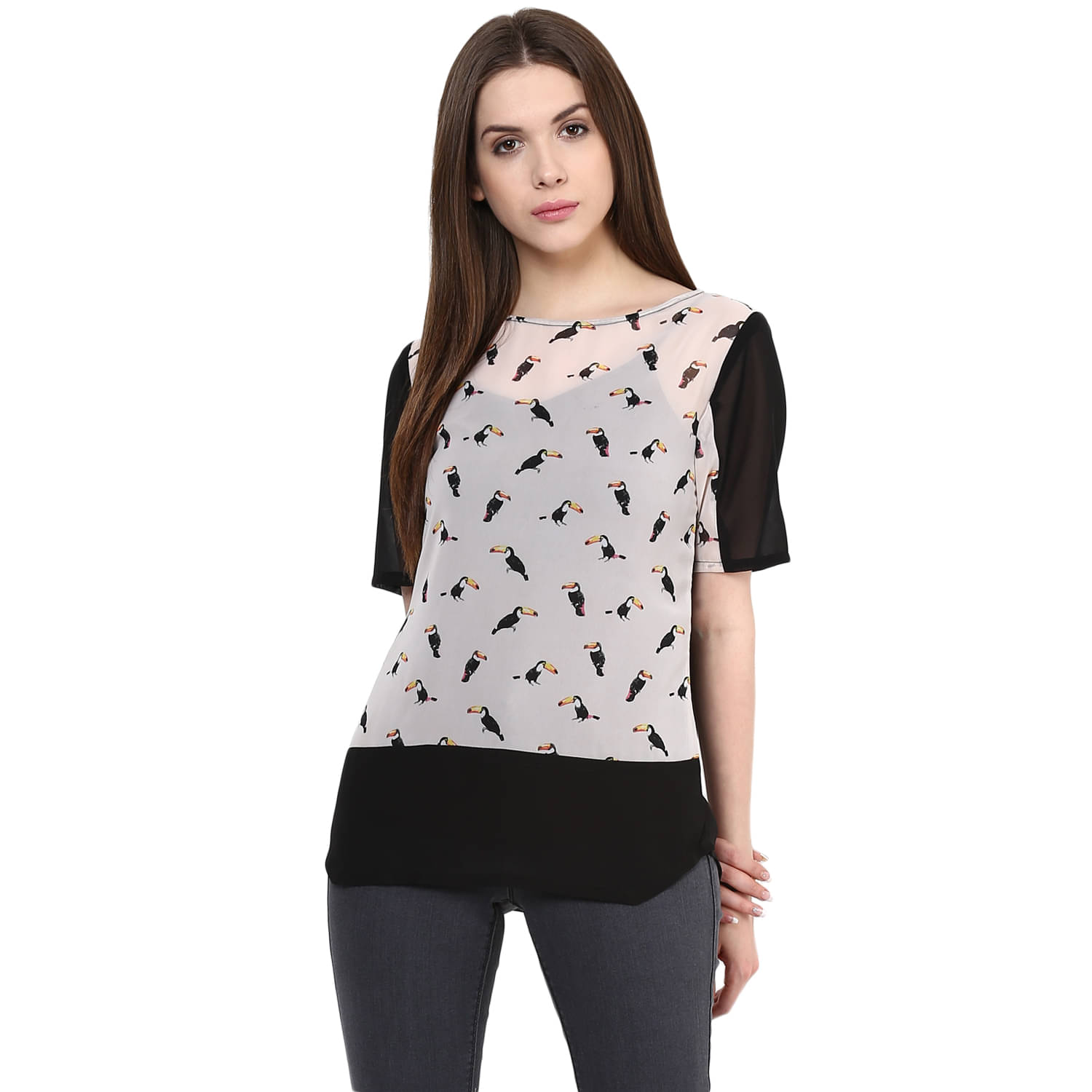 Pannkh Women's Georgette Regular Top ( Black ) Pannkh Women's Georgette Regular Top ( Black )