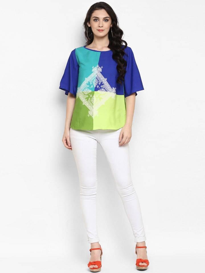     			Pannkh Blue Polyester Women's Regular Top ( Pack of 1 )