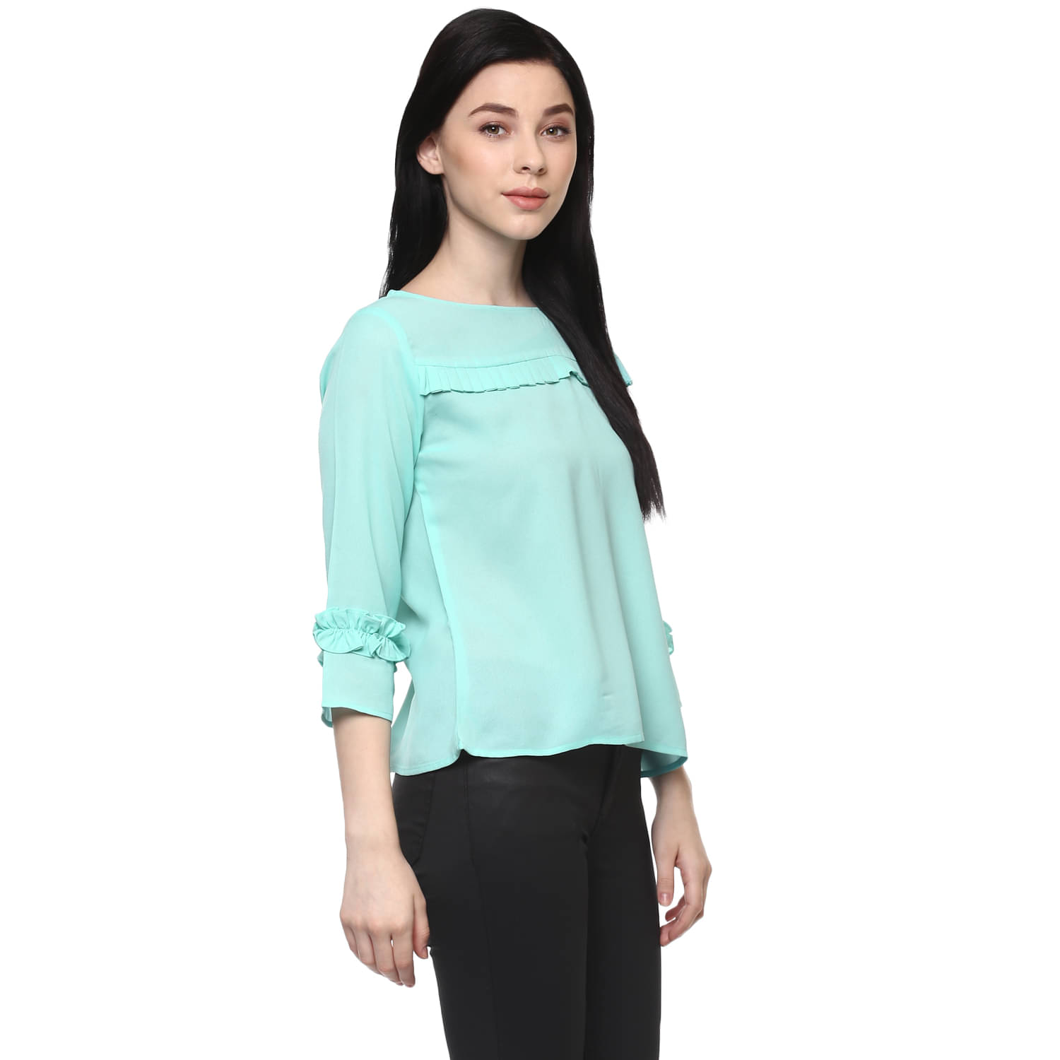 Pannkh Women's Polyester Regular Top ( Green ) Pannkh Women's Polyester Regular Top ( Green )