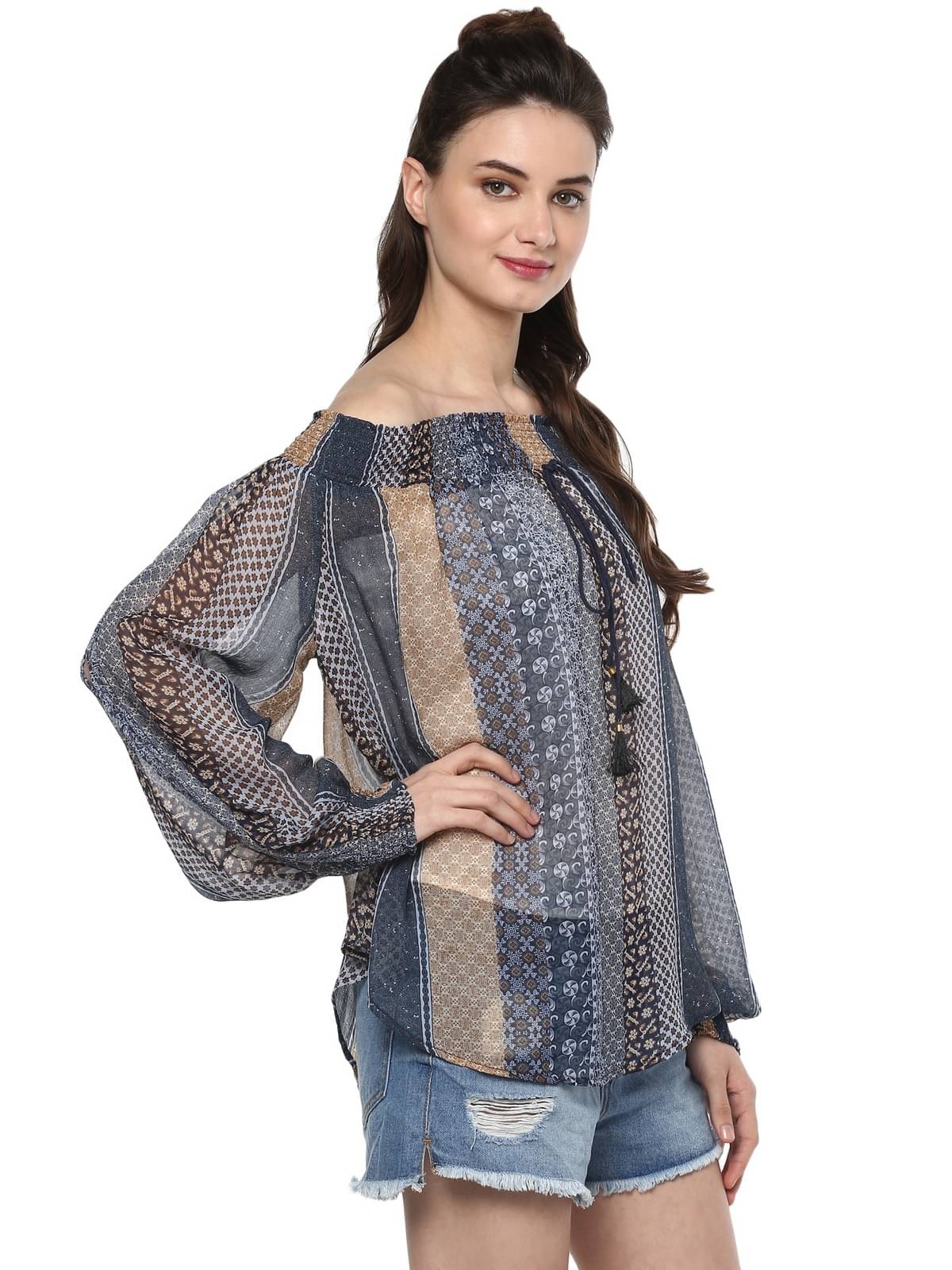 Pannkh Women's Chiffon Regular Top ( Multicolor ) Pannkh Women's Chiffon Regular Top ( Multicolor )