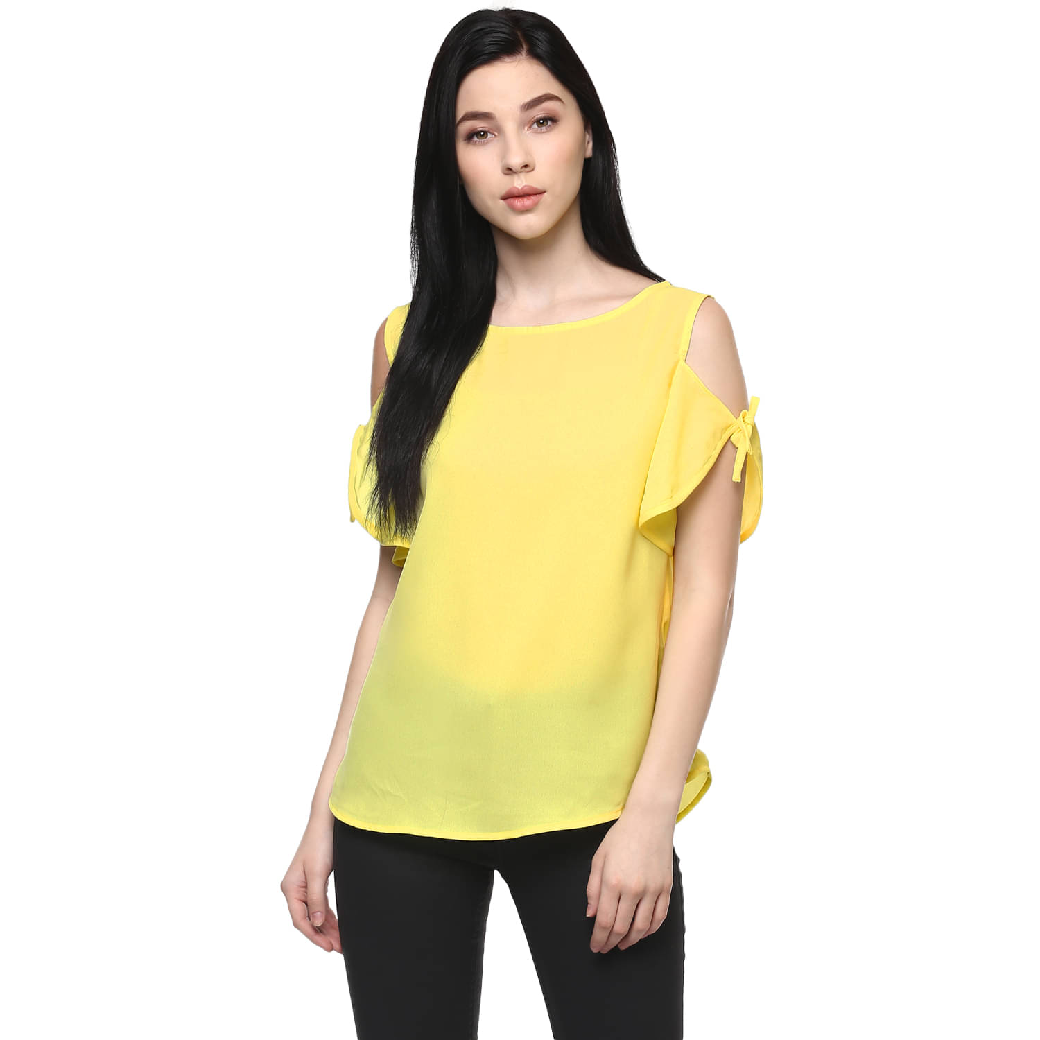 Pannkh Women's Polyester Regular Top ( Yellow ) Pannkh Women's Polyester Regular Top ( Yellow )