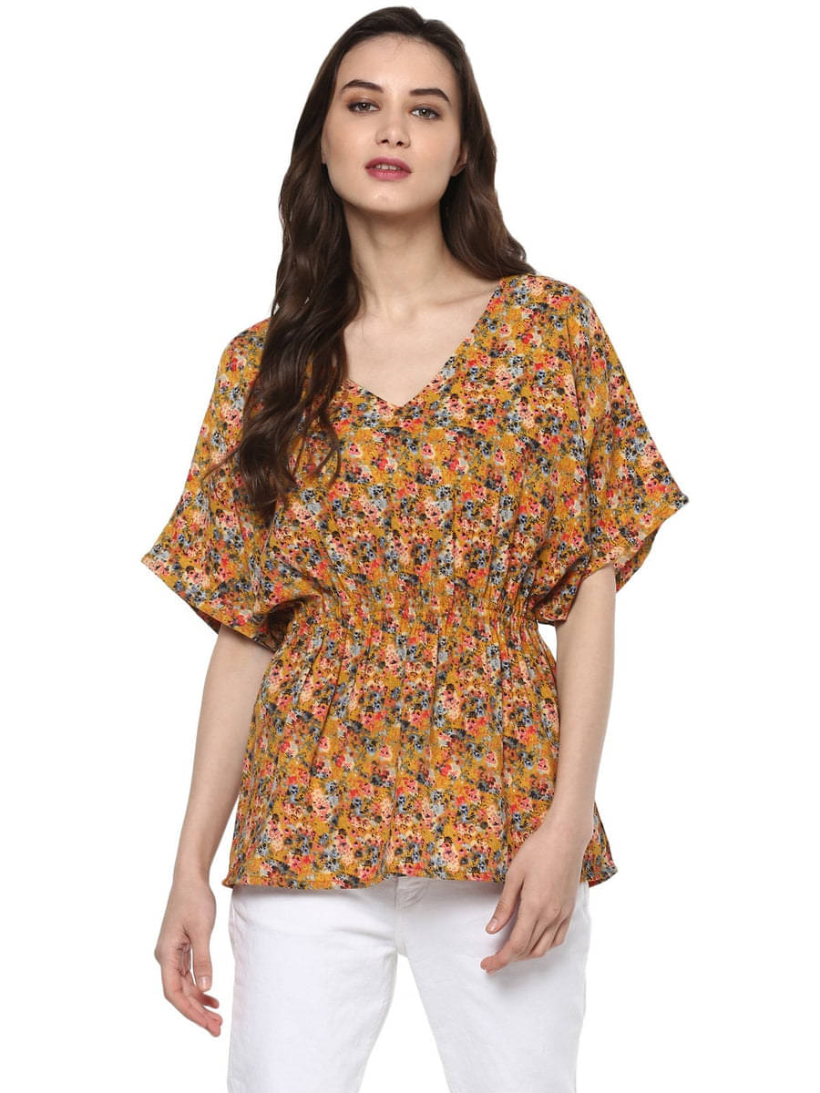 Pannkh Women's Polyester Empire Top ( Yellow )     			Pannkh Women's Polyester Empire Top ( Yellow )
