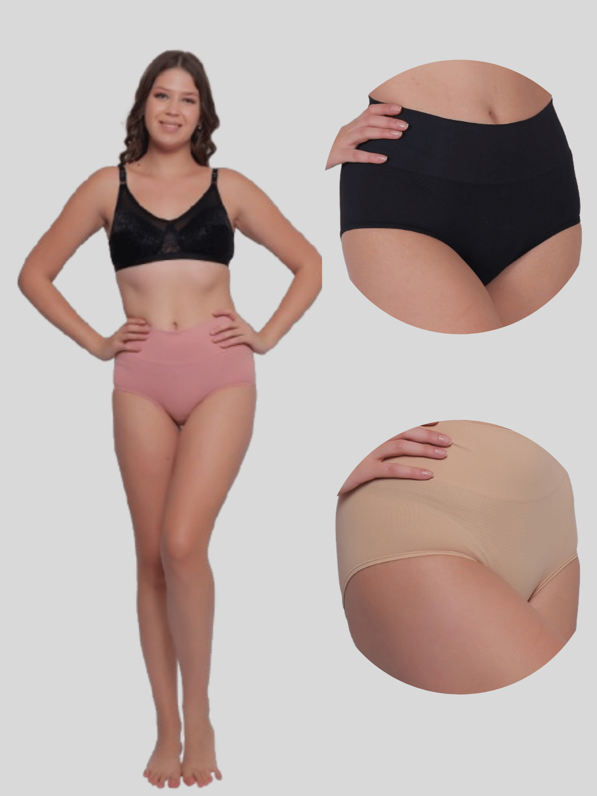     			Pia Trends Pack of 3 Cotton Blend Women's Tummy Tucker ( Peach,Black,Beige )