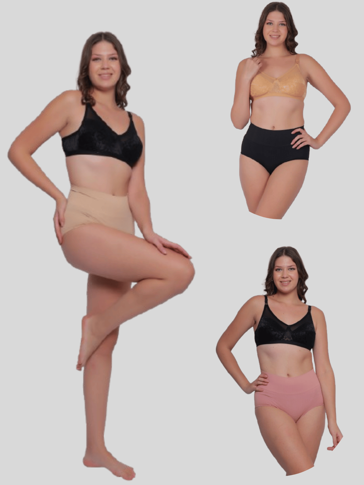     			Pia Trends Pack of 3 Cotton Blend Women's Tummy Tucker ( Beige,Black,Peach )