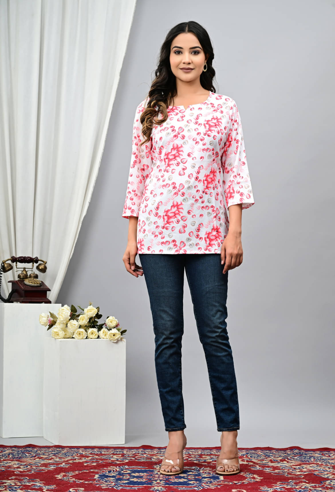 RAMBAAN CREATION Women's Polyester Regular Top ( Red ) RAMBAAN CREATION Women's Polyester Regular Top ( Red )