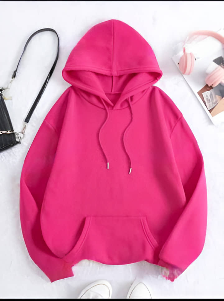 RATSHIKA Women Fleece Hooded Sweatshirt For ( Pink )