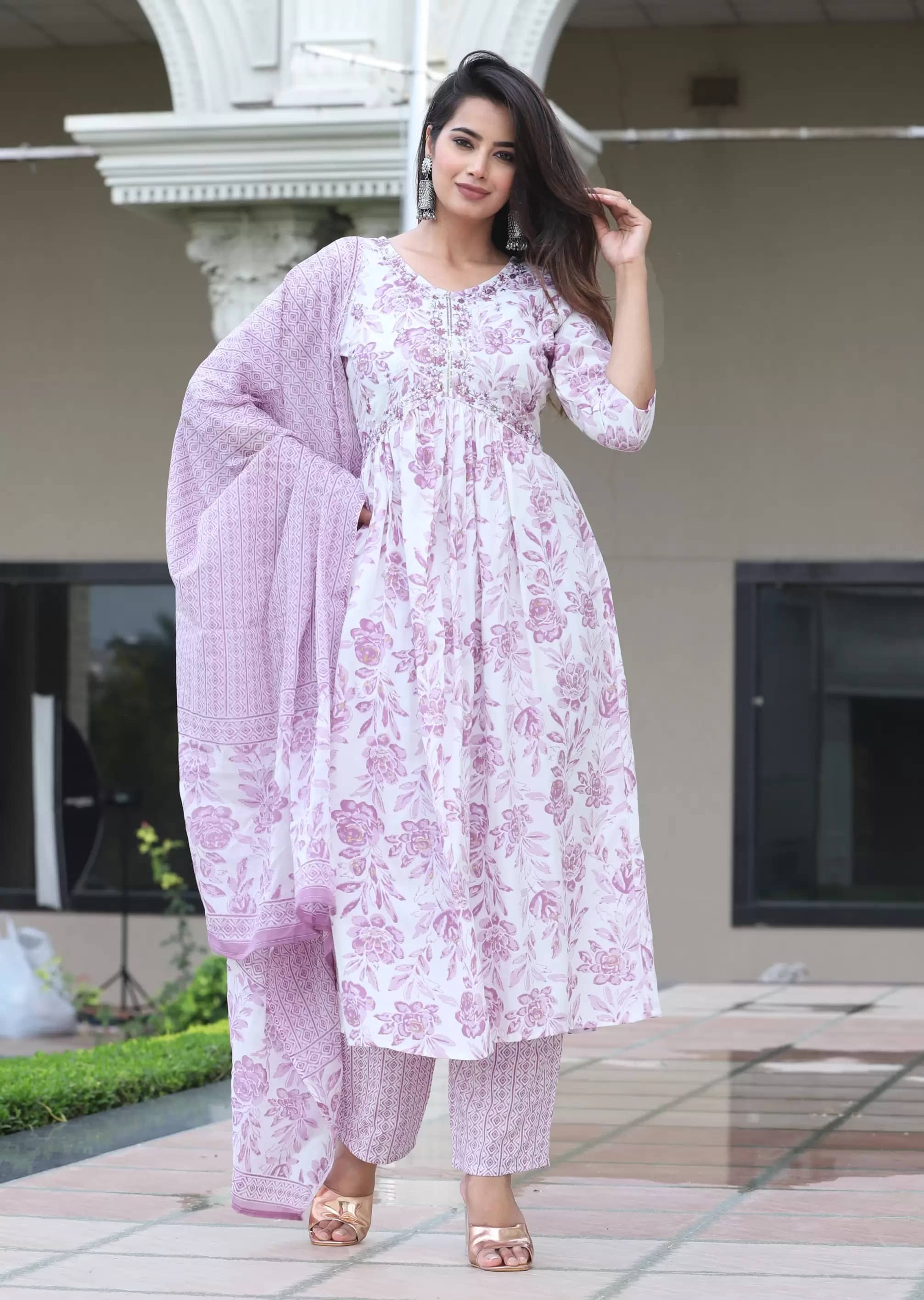 Royal Export Pack of 1 Viscose Printed Nayra Women's Kurti with Dupatta - ( White ) - Kurtis, Tunics | Buy online on ZillyBuy