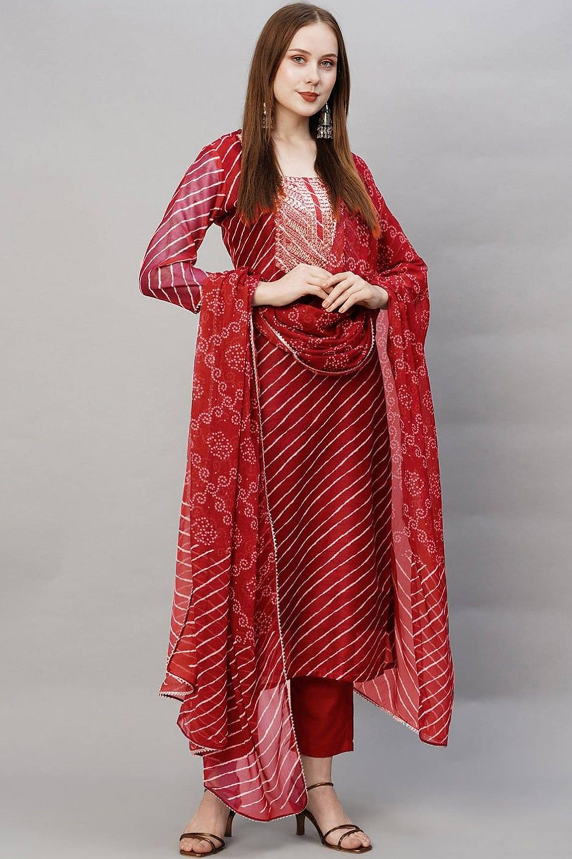 Royal Export Pack of 1 Rayon Printed Straight Women's Kurti with Dupatta - ( Red ) Royal Export Pack of 1 Rayon Printed Straight Women's Kurti with Dupatta - ( Red )