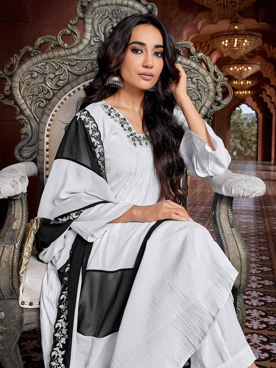 Royal Export Pack of 1 Viscose Solid Flared Women's Kurti with Dupatta - ( White ) - Kurtis, Tunics | Buy online on ZillyBuy