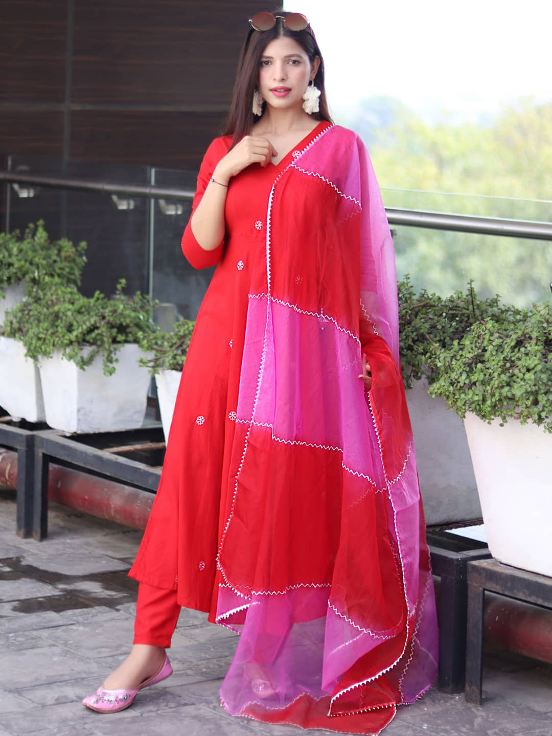 Royal Export Pack of 1 Viscose Embroidered Angrakha Women's Kurti with Dupatta - ( Red ) - Kurtis, Tunics | Buy online on ZillyBuy