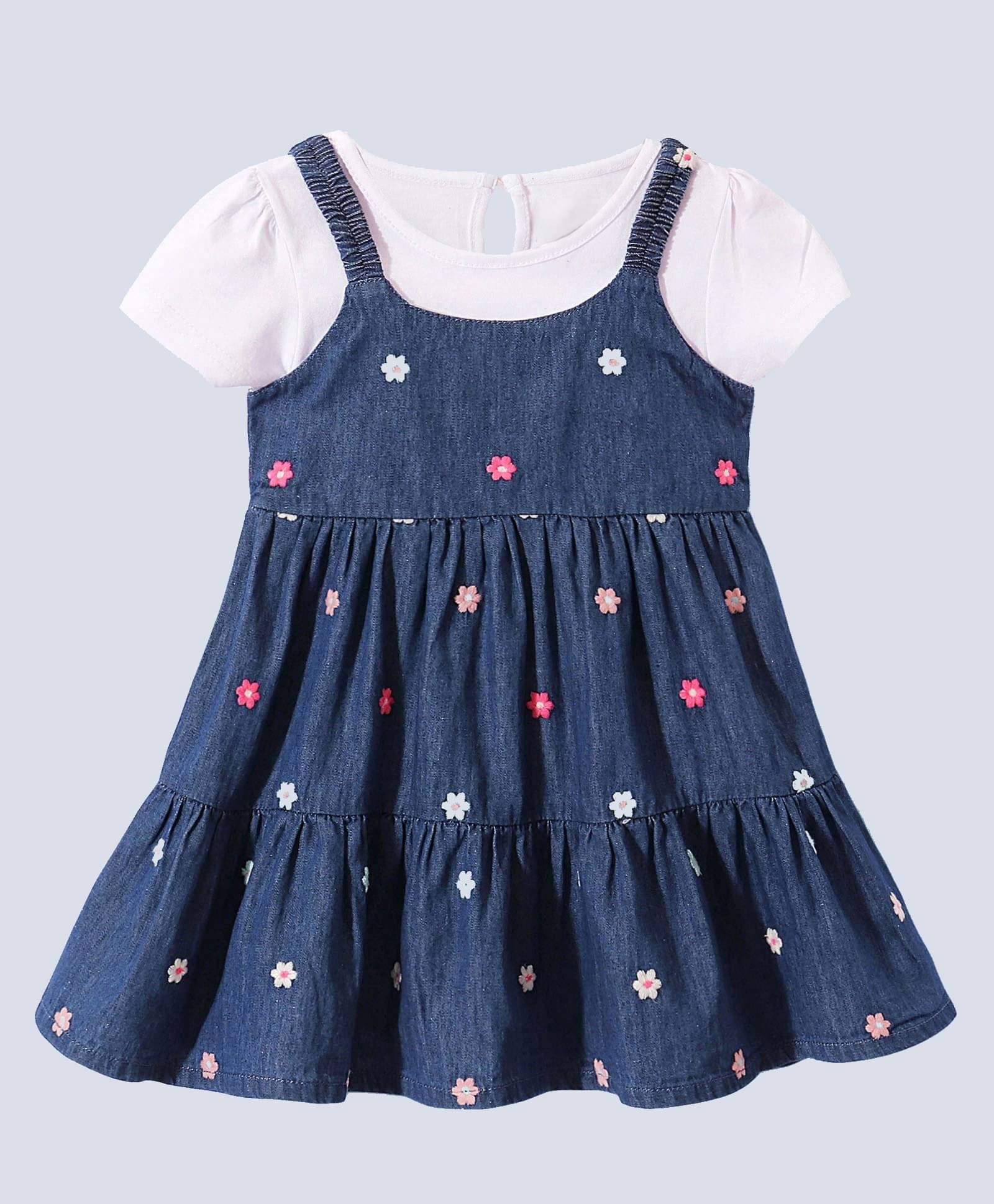    			SABANA BEAUTY COLLECTION Denim Dress For Girls ( Pack of 1 , Blue )
