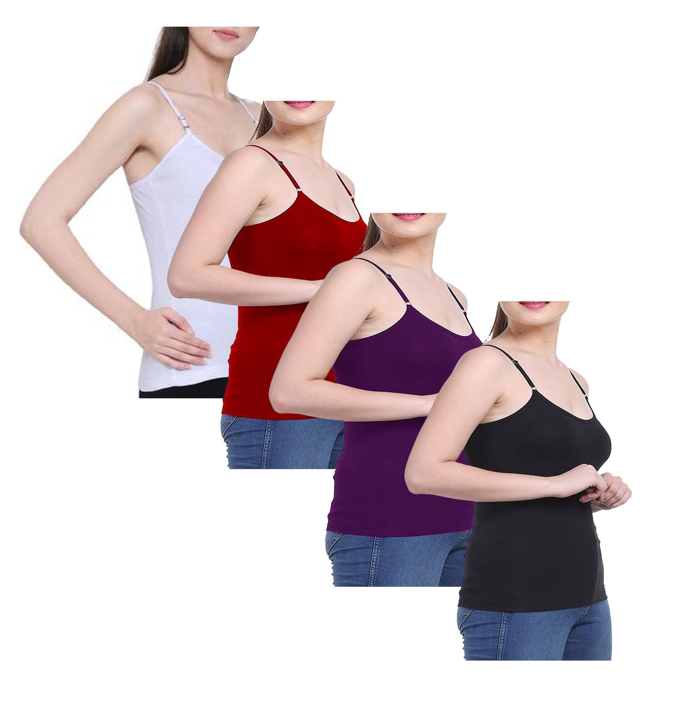     			VEE SAA Pack of 4 Cotton Camisoles ( Multicolor )