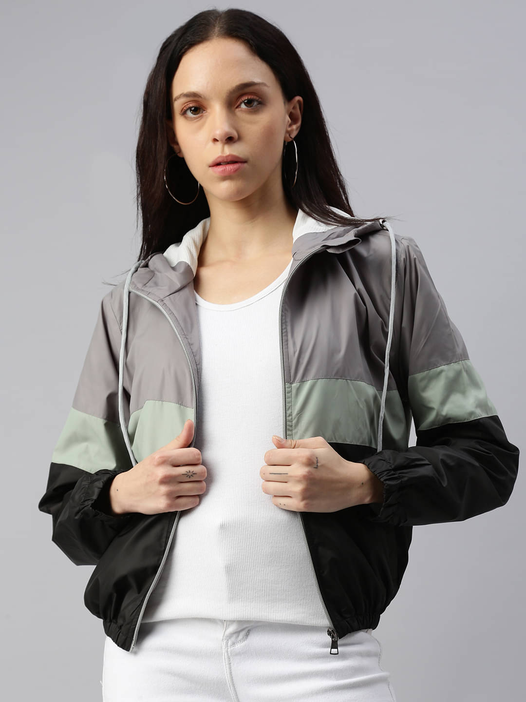     			VOXATI - Polyester Blend Grey Jackets