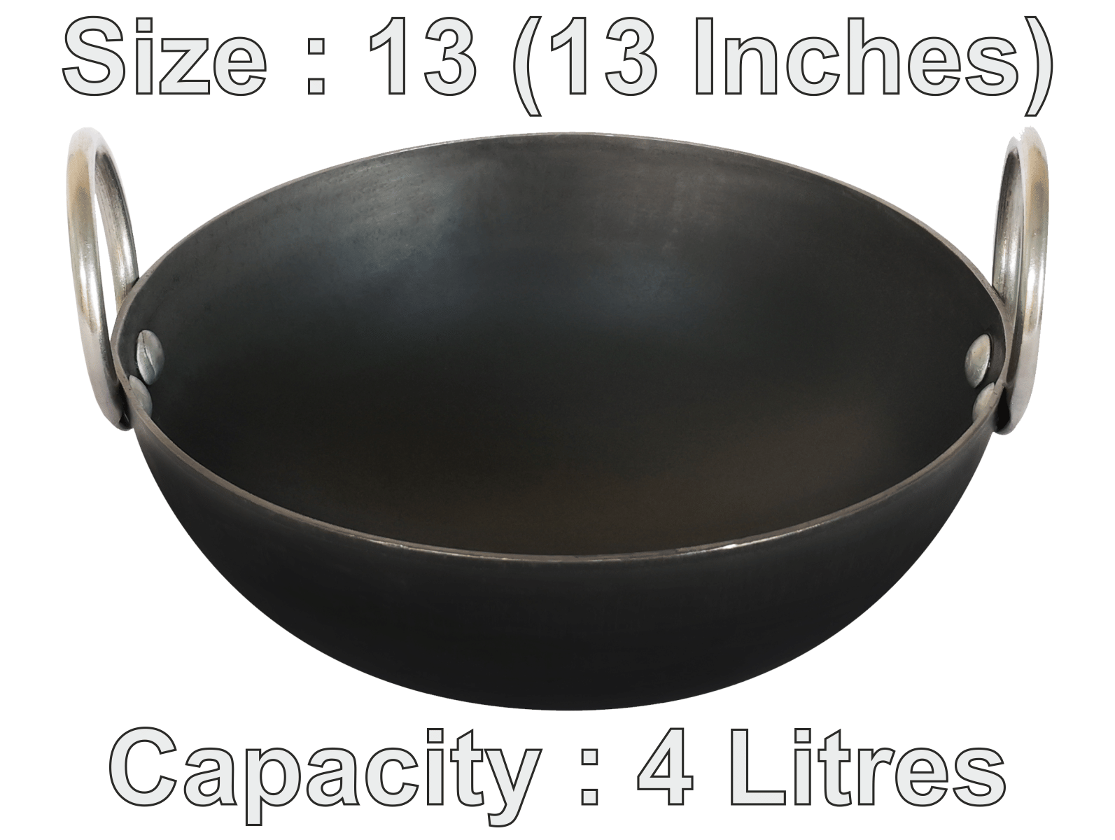 Veer Ms Kadai Non coated Iron Deep Kadhai Heavy Bottom Stainless Steel Handle 2 Thickness mm 33 cm Diameter ( 4 L ) Veer Ms Kadai Non coated Iron Deep Kadhai Heavy Bottom Stainless Steel Handle 2 Thickness mm 33 cm Diameter ( 4 L )