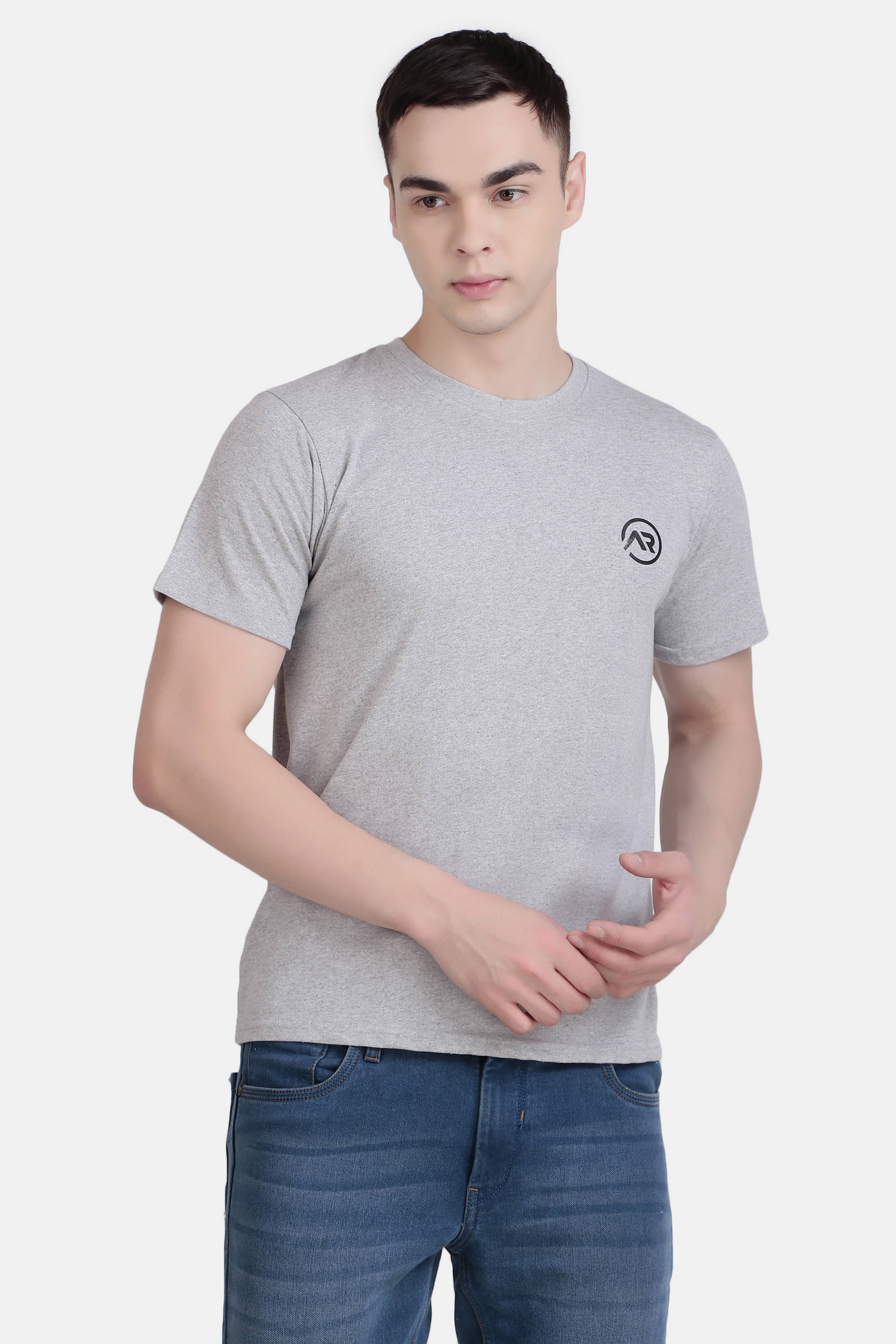 anzeer 100% Cotton Regular Fit Self Design Half Sleeves Men's Round T-Shirt - Grey ( Pack of 1 ) anzeer 100% Cotton Regular Fit Self Design Half Sleeves Men's Round T-Shirt - Grey ( Pack of 1 )