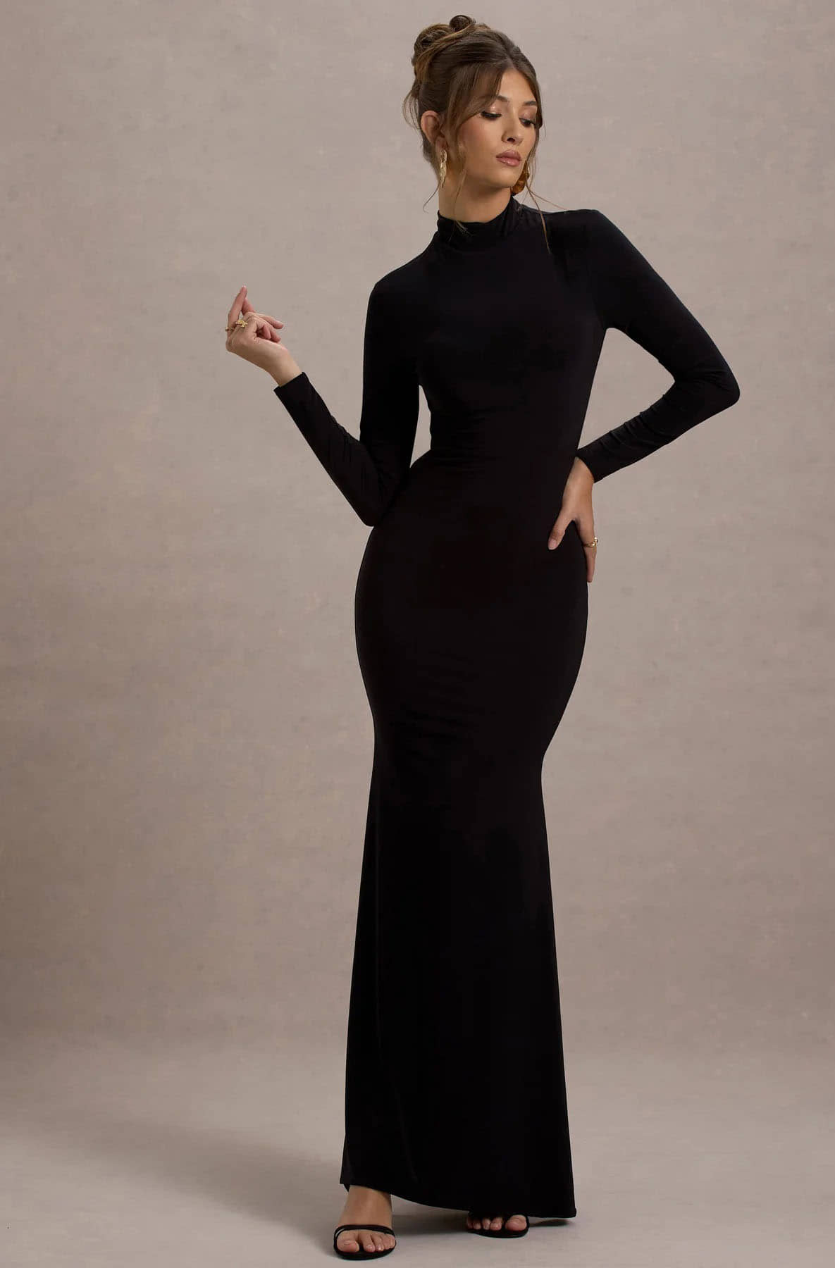 wanquila Women Lycra Solid Bodycon Dress ( Black )