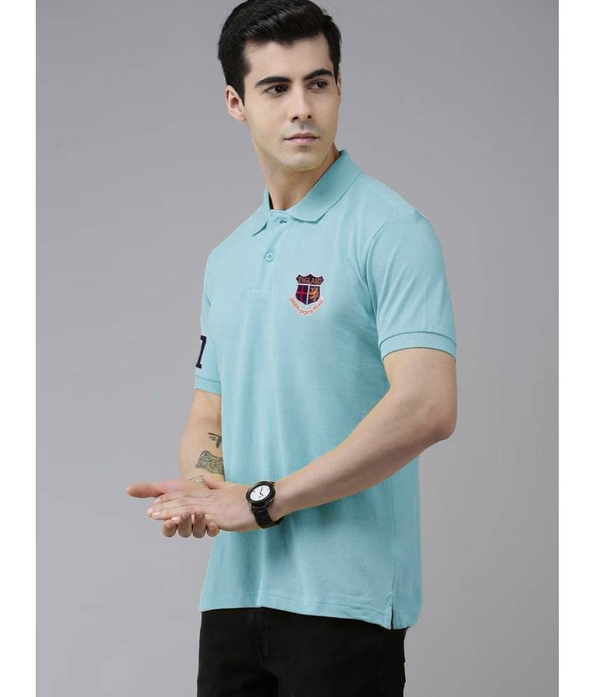     			ADORATE Pack of 1 Cotton Blend Regular Fit Embroidered Half Sleeves Men's Polo T Shirt ( AQUA )