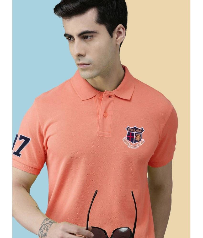     			ADORATE Pack of 1 Cotton Blend Regular Fit Embroidered Half Sleeves Men's Polo T Shirt ( CORAL )