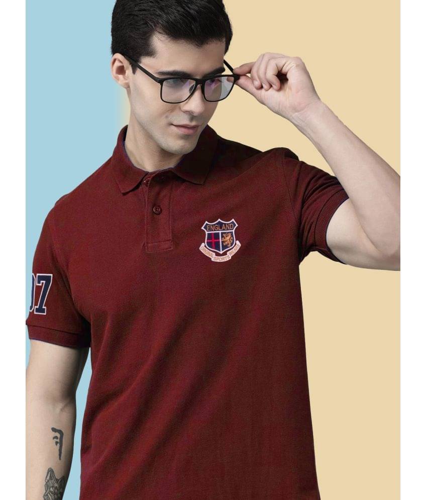     			ADORATE Pack of 1 Cotton Blend Regular Fit Embroidered Half Sleeves Men's Polo T Shirt ( MAROON )