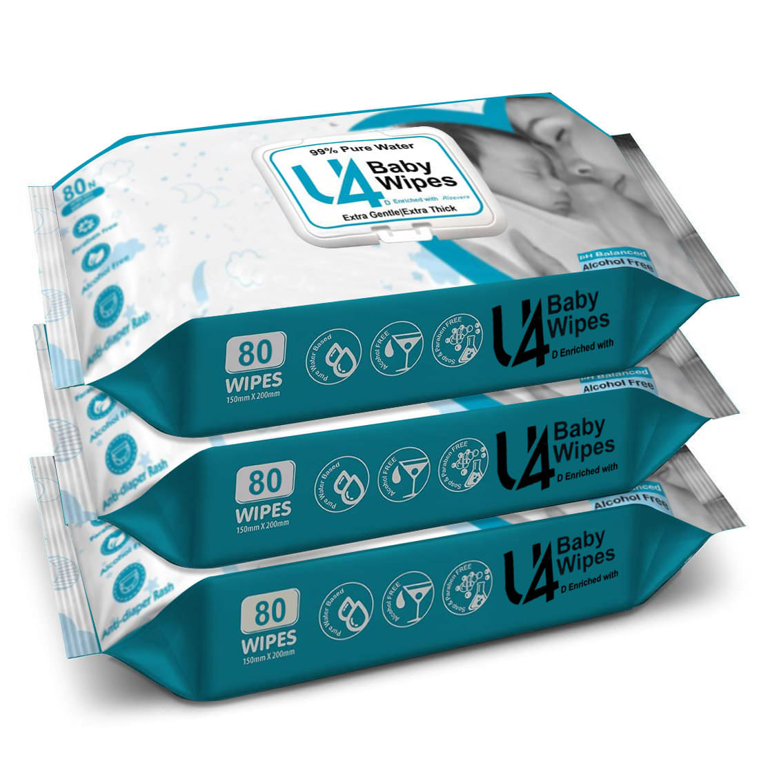 Adbeni Non Scented Wet wipes For Babies ( Pack of 3 ) Adbeni Non Scented Wet wipes For Babies ( Pack of 3 )