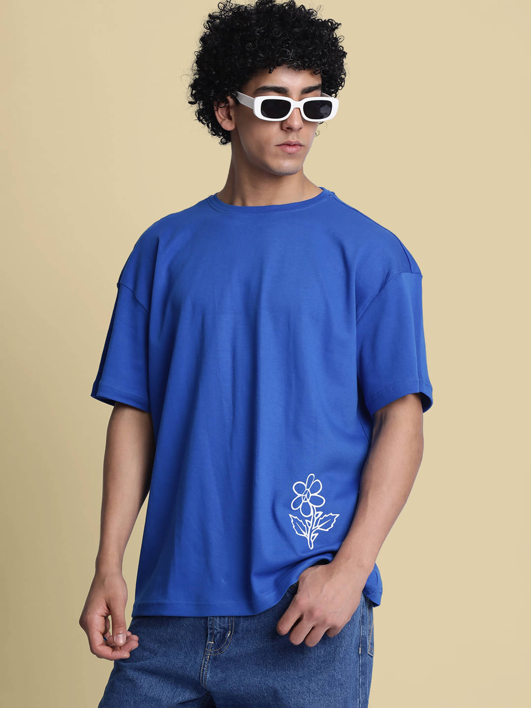 Bene Kleed 100% Cotton Oversized Fit Printed Half Sleeves Men's Round T-Shirt - Blue ( Pack of 1 ) Bene Kleed 100% Cotton Oversized Fit Printed Half Sleeves Men's Round T-Shirt - Blue ( Pack of 1 )