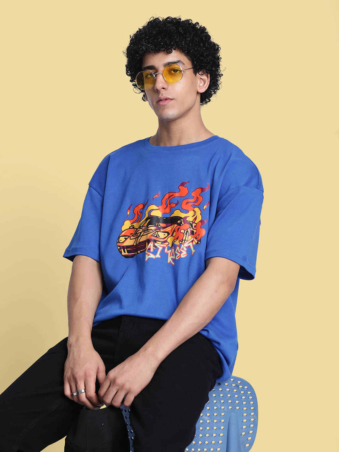 Bene Kleed 100% Cotton Oversized Fit Printed Half Sleeves Men's Round T-Shirt - Blue ( Pack of 1 ) Bene Kleed 100% Cotton Oversized Fit Printed Half Sleeves Men's Round T-Shirt - Blue ( Pack of 1 )