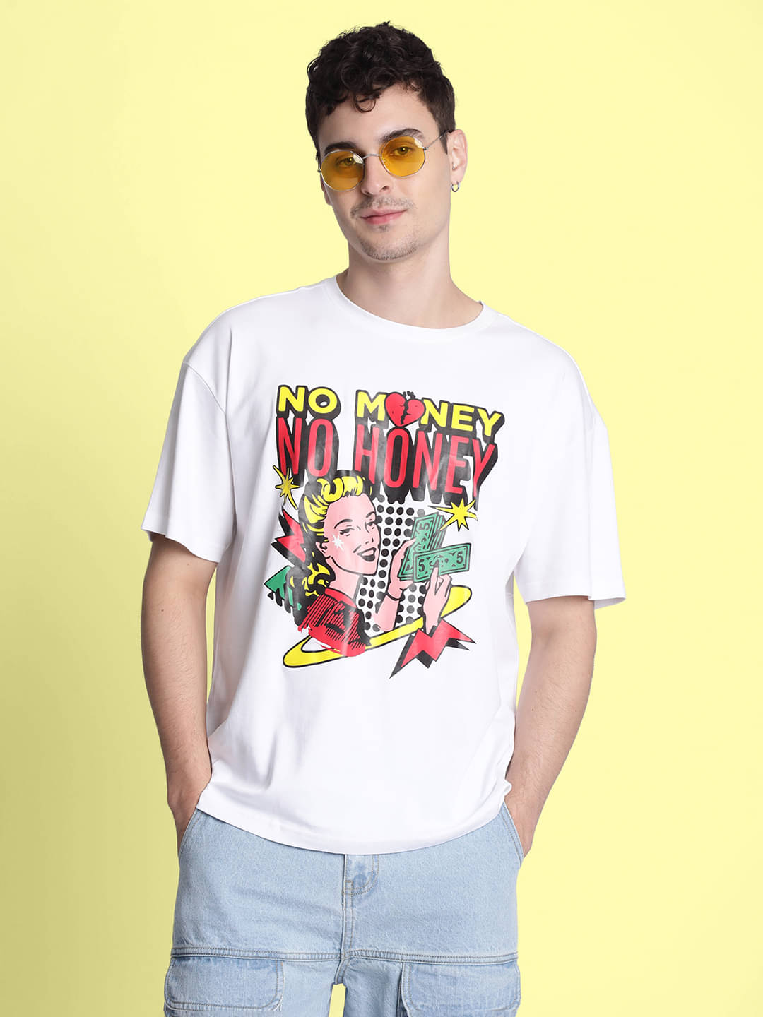 Bene Kleed 100% Cotton Oversized Fit Printed Half Sleeves Men's Round T-Shirt - White ( Pack of 1 ) Bene Kleed 100% Cotton Oversized Fit Printed Half Sleeves Men's Round T-Shirt - White ( Pack of 1 )