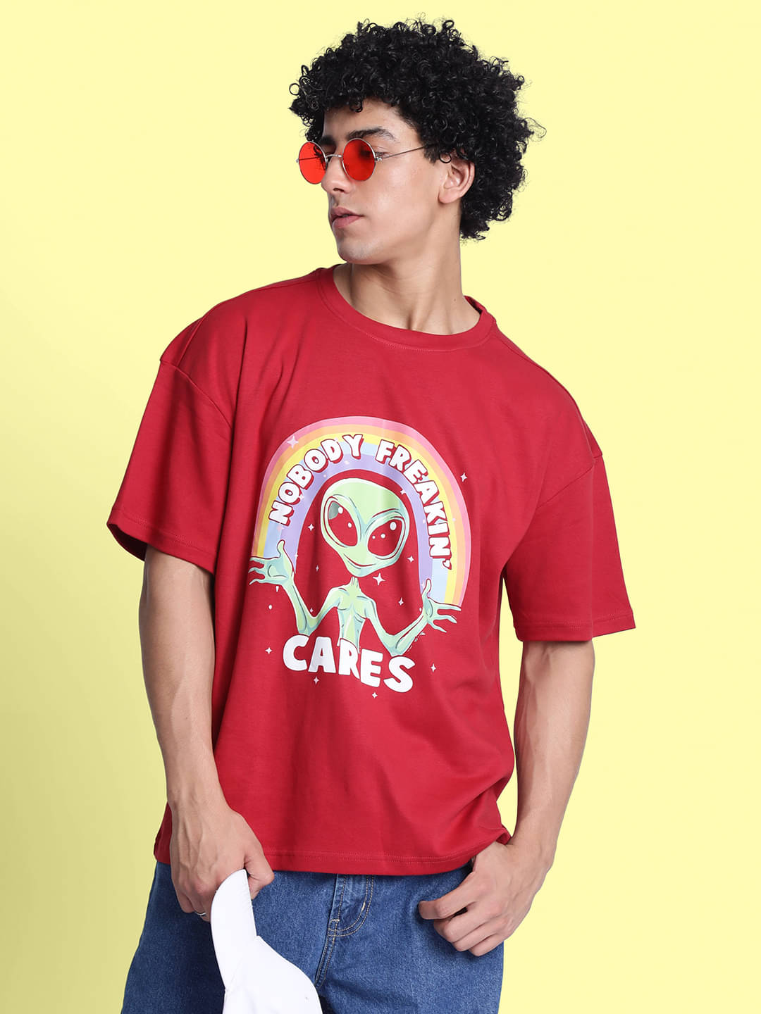Bene Kleed 100% Cotton Oversized Fit Printed Half Sleeves Men's Round T-Shirt - Red ( Pack of 1 ) Bene Kleed 100% Cotton Oversized Fit Printed Half Sleeves Men's Round T-Shirt - Red ( Pack of 1 )